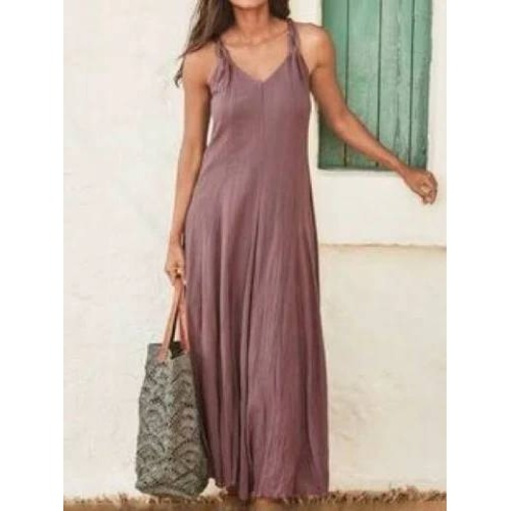 Garnet Hill Cotton Gauze Long Cover-Up Women's M Mauve Purple Maxi Dress NWT